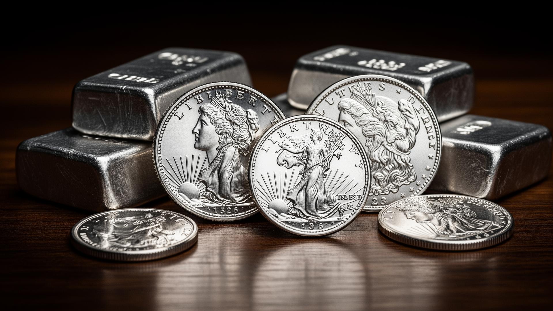 Silver coins and bullion